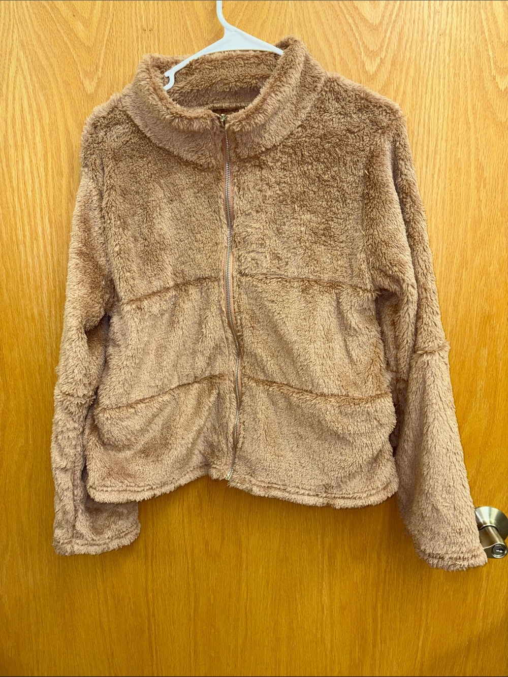 Cozy Plush Zip-Up Jacket - Brown